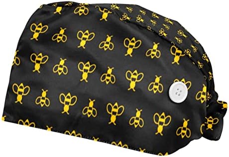 Siyah ve Sarı Şerit Ayarlanabilir Kravat Geri Unisex Şapkalar, Düğmeler ve Ter Bandı ile Çalışan Kapaklar