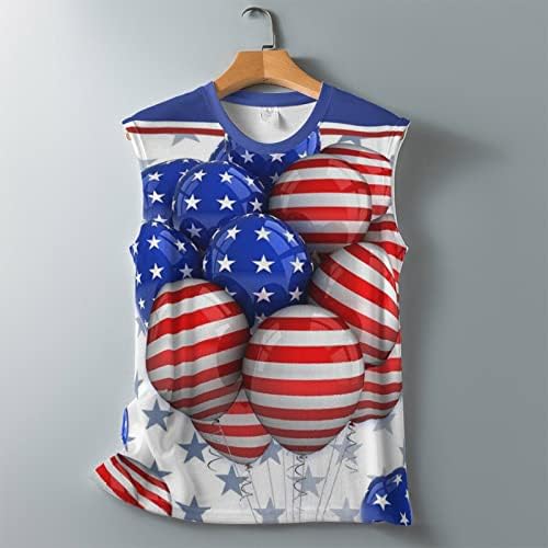 Grafik Tankı Üstleri Kadın Yaz Sıkıntılı Vatansever Üstleri Amerikan Bayrağı Baskı Gömlek Kolsuz Ekip Boyun 4th Temmuz