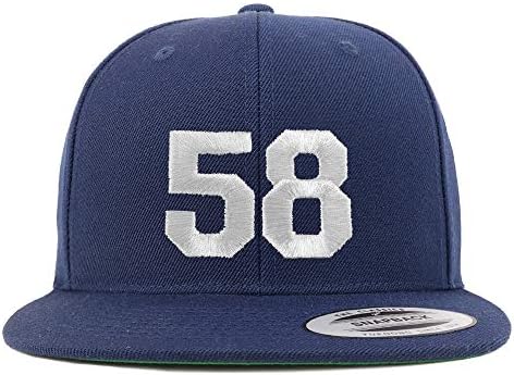 Trendy Giyim Mağazası Numarası 58 Beyaz İplik İşlemeli Düz Fatura Snapback Beyzbol Şapkası