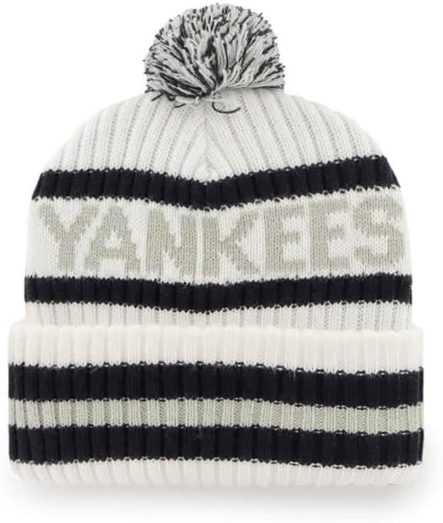 '47 New York Yankees Yetişkin Bering Kelepçeli Örgü Ponponlu bere Şapka-Beyaz