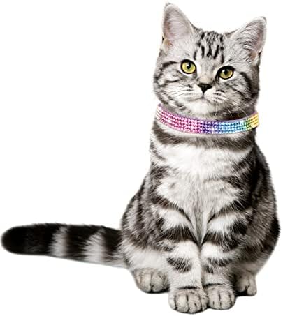 Kedi Tasması için İsim Küçük 2 Ayarlanabilir Boyut Kravatlı Kişiselleştirilmiş Beyaz Yapay Elmas Kedi Tasmaları Metal