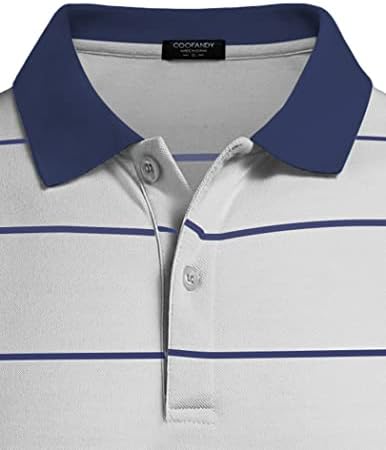 COOFANDY erkek Kısa Kollu polo gömlekler Klasik Fit Casual Hafif Çizgili Atletik Golf polo tişörtler