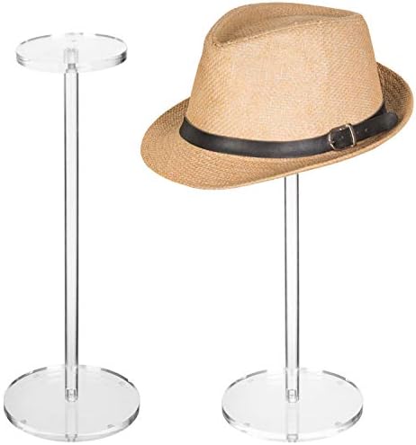 MyGift 16 inç Şeffaf Premium Akrilik Şapka Rafı Standı ve Peruk Tutucu, Ayaklı ve Sağlam Yuvarlak Tabanlı Dekoratif