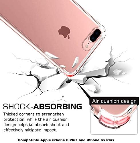 CaseHQ iPhone 6 Plus Kılıf, iPhone 6S Plus Kılıf Şeffaf Geliştirilmiş Kavrama Koruyucu Koruyucu Kapak Yumuşak TPU
