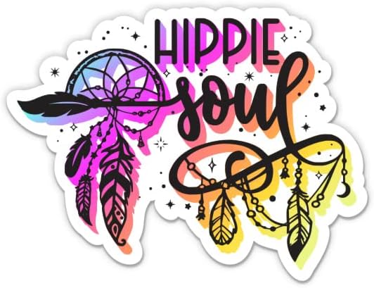 Hippi Soul Renkli Etiket-5 laptop etiketi - Su Geçirmez Vinil Araba, Telefon, Su Şişesi-Sevimli Boho Hippi Soul Çıkartması