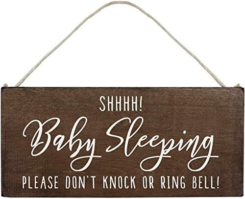 Bebek Uyku Ahşap İşareti Ön Kapı Süslemeleri Asılı-Lütfen Vurmayın veya zil Plak Ev Dekor için 10 inç x 5 inç