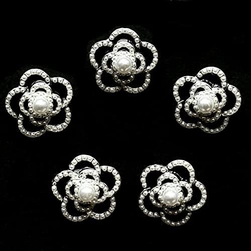5 Siyah ve Beyaz Kamelya Çiçek Dikmek Sahte İnci Düğmeler Bezemeler El Sanatları Giyim Dekorasyon
