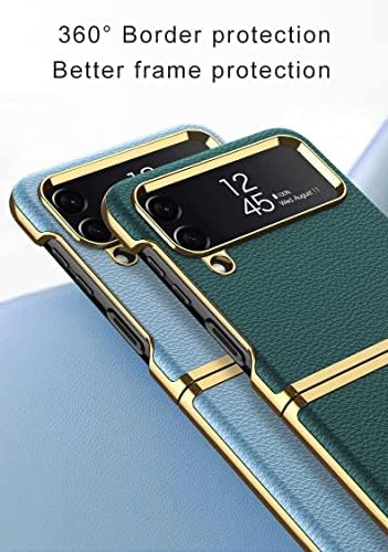 SHIEID Samsung Z Flip 4 Kılıf Deri, Galaxy Z Flip 4 Kılıf Elektrolizle telefon kılıfı ile Uyumlu Samsung Galaxy Z