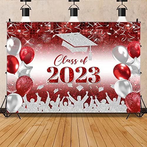 2023 sınıfı Zemin Perde Mezuniyet Kap Kırmızı Gümüş Tebrikler Mezuniyet Kutlama Fotoğraf Backdrop Balo Parti Dekorasyon
