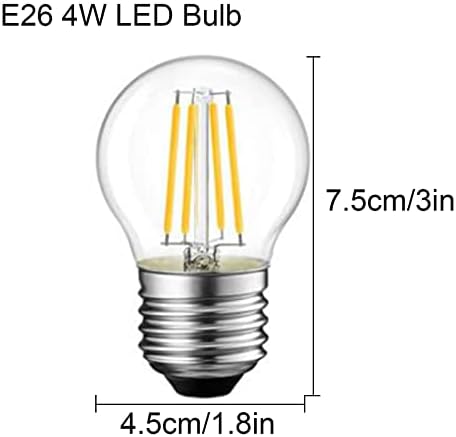E26 Edison ışıkları G45 LED ampuller 4 W Vintage ampuller 40 Watt eşdeğer 6000 K sıcak beyaz 470 lümen temizle cam