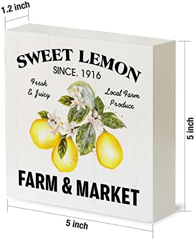 Ülke Limon Ahşap kutu işareti Rustik Tatlı Limon Ahşap kutu işareti Dekoratif İşareti Blok Plak Ev Mutfak Masası Masa