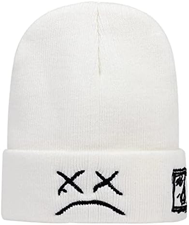 SHENGQXGLL Üzgün Erkek Bere örgü şapkalar Ağlayan Yüz Kış Sıcak Sıkı Yumuşak Kayak Kap Erkekler Kadınlar için