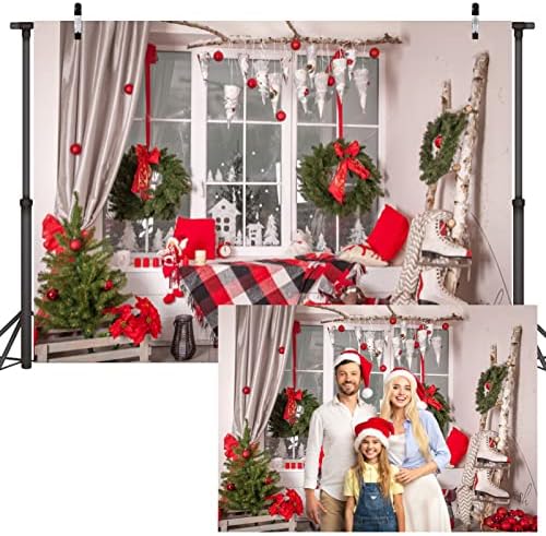 Sensfun Noel Fotoğraf Backdrop İç Noel Ağacı Rustik Ahşap Pencere Hediye Süslemeleri Arka Plan için Aile Noel Tatil