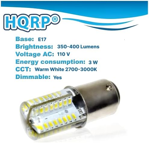 HQRP 110V E17 Taban Silikon Kristal kısılabilir LED ampul Sıcak Beyaz ile Uyumlu Bosch HMV9305-01 / 25T8N / 423878