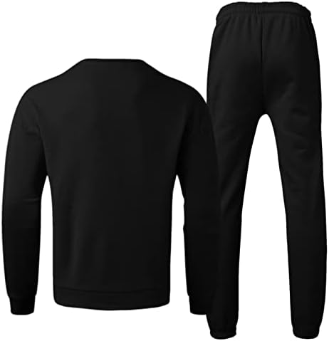 2 Parça Eşofman Erkekler için Uzun Kollu Kazak Tişörtü ve Sweatpants koşu kıyafetleri Gevşek Rahat Şık Spor Kıyafetleri