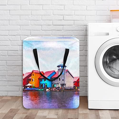 DJROW çamaşır sepeti Suluboya Hollanda Manzara Katlanabilir çamaşır sepeti Banyo Yatak Odası Ev Oyuncaklar ve Giyim