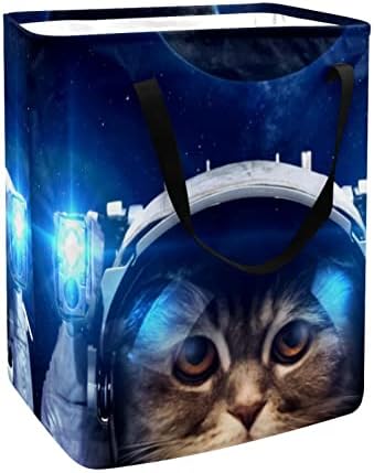 DJROW çamaşır kutusu Güzel Kedi Dış Uzay Büyük Kapasiteli Katlanabilir Giysi Sepeti Kolları ile saklama kutusu Battaniye