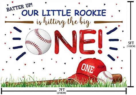 ABLİN 7x5ft Beyzbol 1st Doğum Günü Backdrop Çocuk için Bizim Küçük Çaylak İsabet Büyük Bir Afiş Yeşil Çim Beyzbol