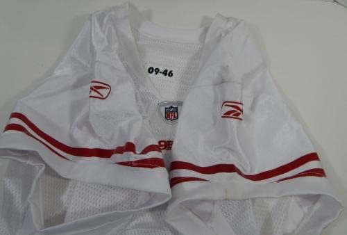 2009 San Francisco 49ers Boş Oyun Verilen Beyaz Forma Reebok 46 DP24107 - İmzasız NFL Oyunu Kullanılmış Formalar