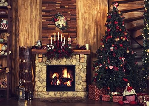 BELECO 10x8ft Kumaş Noel Tatil Fotoğraf Backdrop Vintage Kapalı Şömine Çorap Noel Ağacı Hediyeler Dekor Arka Plan