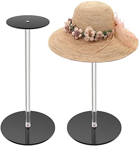 Wıwaplex 12 İnç Şapka Ekran Tutucu Standı Akrilik Yuvarlak Yükseltici Ekran Şapka İzle Takı ve Peruk Stander, siyah