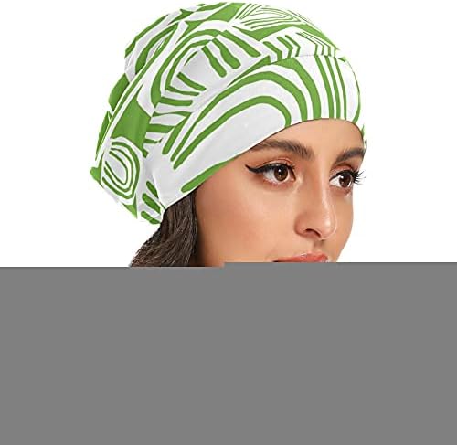 Kafatası Kap Uyku Kap Çalışma Şapka Bonnet Beanies Kadınlar için Çizgili Yeşil Dağ Soyut Uyku Kap Çalışma Şapka Saç