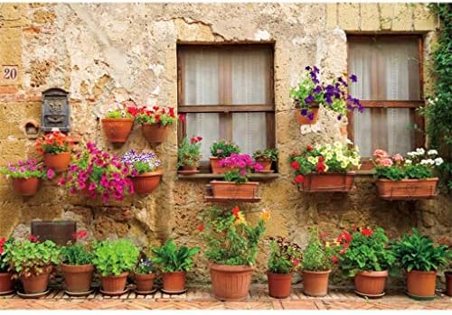 shensu Vinil 5x3ft Fotoğraf Arka Plan İtalyan Pastoral Kasaba Pencere Sokaklar Saksı Bitkileri Çiçekler Fotoğraf Arka