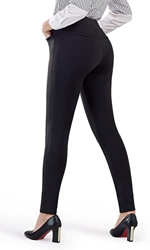 Bamans yoga elbisesi pantolon Sıska Bacak Streç Pantolon Cepler ile Kadınlar için (Siyah, X-Küçük)