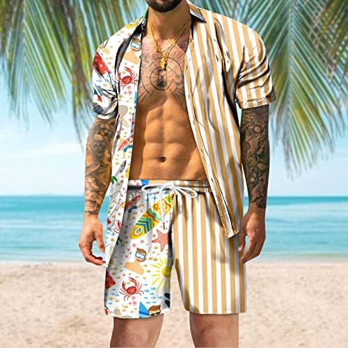 2 Parça Eşofman Kıyafetler Erkekler Artı Boyutu Moda havai gömleği ve Kısa Setleri Tropikal Rahat Kas T Shirt Takım