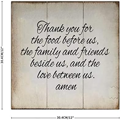 Rustik Ahşap Işareti Modern Çiftlik Evi Duvar Asılı İncil Ayetleri için Teşekkür Ederim Gıda Önce Bize Plak Kullanımı