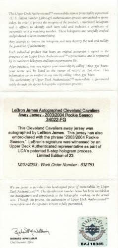LeBron James Çaylak Cleveland Cavaliers Forması İmzaladı UDA Üst Güverte COA İmzalı NBA Formaları