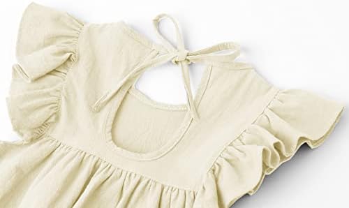 LYXİOF Toddler Bebek Kız Pamuk Keten Elbise Fırfır Kollu Halter Kolsuz Çocuk Günlük Elbiseler