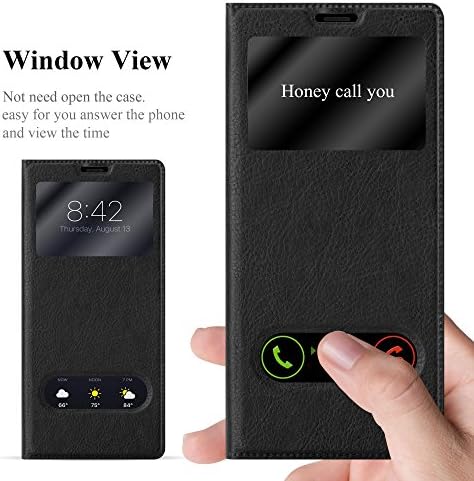 Cadorabo Comet Black'de Samsung Galaxy Note 8 ile Uyumlu Kitap Çantası-Manyetik Kapaklı, 2 Görüntüleme Pencereli ve