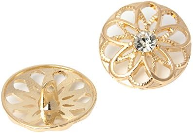 YAKA Dikiş Giyim için 24 adet Zanaat Düğmeleri, altın Alaşım Rhinestone Kristal Hollow Dekoratif Metal Bez Düğmeleri,