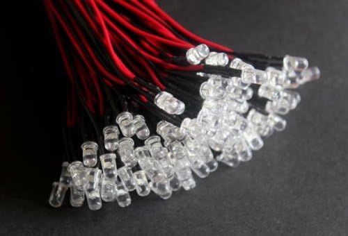 50 Adet 5mm Beyaz Ön Kablolu LED 5mm Beyaz Ampul ile 20 cm ön Kablolu Lamba 12 V 20 cm (Su Temizle)