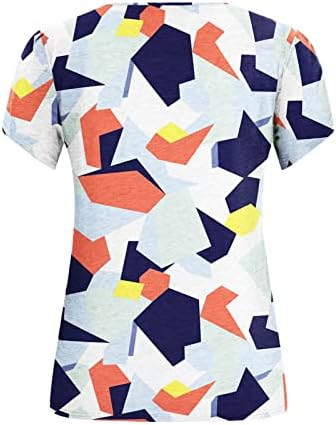 Yaz Sonbahar Grafik Bluz Tshirt Bayanlar için Kısa Kollu Pamuklu V Boyun Gevşek Fit Rahat Fit Brunch Tee VD VD