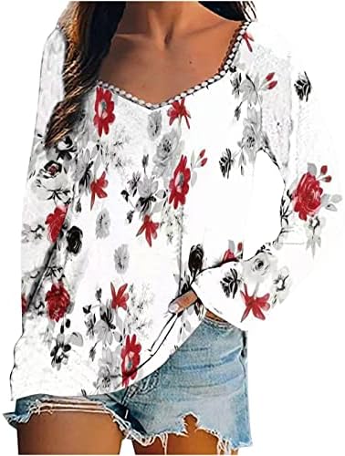 Casual Gömlek Genç Kızlar için Uzun Kollu Dantel Scoop Boyun Grafik İnce Tunik Üstleri Kaşkorse T Shirt Gençler WB
