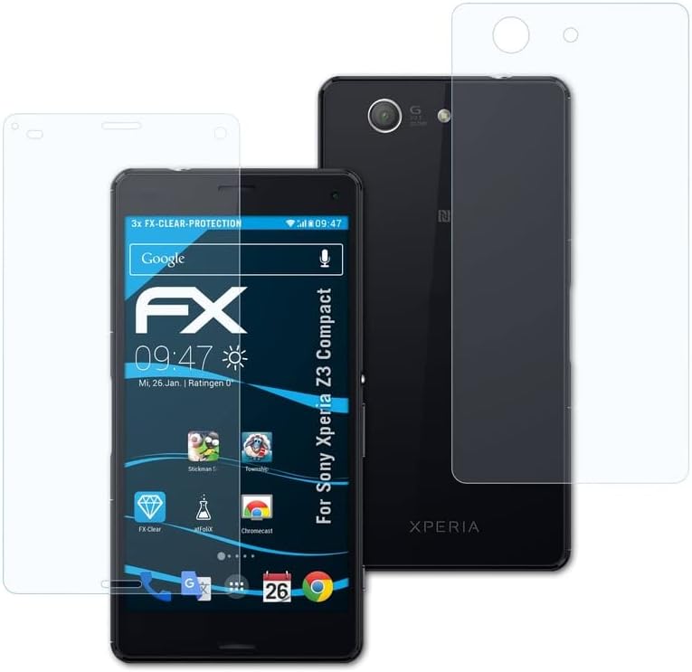atFoliX Ekran Koruyucu Film ile Uyumlu Sony Xperia Z3 Kompakt Ekran Koruyucu, Ultra Net FX koruyucu film (3'lü Set)