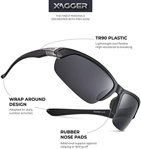 Xagger Polarize Spor Güneş Gözlüğü Erkekler Kadınlar için UV400 Etrafında Sarın spor gözlükler