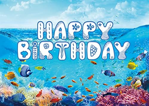 7x5ft Yaz Deniz Altında Doğum Günü Zemin Mavi Okyanus Gökyüzü Renkli Mercan Tropikal Balık Arka Plan Çocuk Erkek Kız
