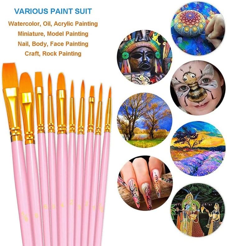 SDGH 20 adet boya fırçası Seti Yuvarlak Sivri Ucu Boya Fırçaları Naylon Saç Sanatçısı Akrilik Yağ Suluboya (Renk: