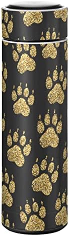 CaTaKu Glitter Köpek Pençe Su Şişesi Yalıtımlı 16 oz Paslanmaz Çelik Şişe termos Şişe Kahve Su İçecek Kullanımlık