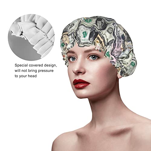 Kadınlar Kullanımlık Streç Hem Saç Şapka Dolar Para Nakit Desen Çift Katmanlar Su Geçirmez Duş Başlığı banyo bonesi