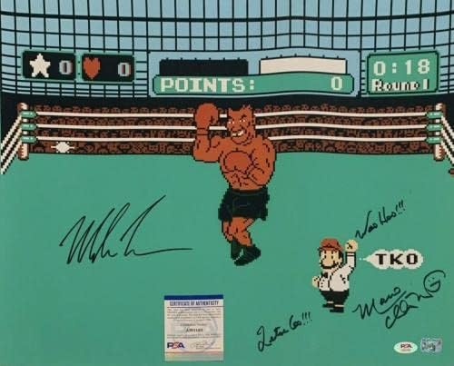 Mike Tyson ve Charles Martinet İmzalı 16x20 Fotoğraf Punch Out! Nintendo PSA AI81193 - İmzalı Boks Fotoğrafları