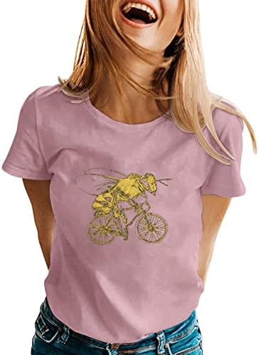 Uzay Kısa Bayan İlkbahar Yaz Arılar Baskılı Kısa Kollu O Boyun T Gömlek Üst Katmanlama Uzun Kollu