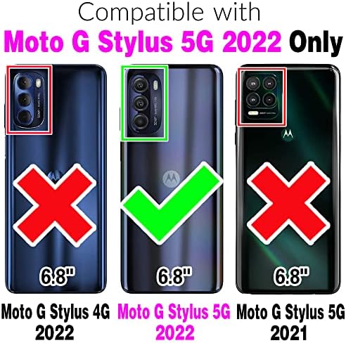 Asuwish Motorola Moto G ile Uyumlu Stylus 5G 2022 Cüzdan Kılıf ve Temperli Cam Ekran Koruyucu Flip kart tutucu Standı