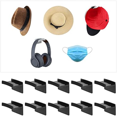 DAUERHAFT Şapka Askıları, Minimalist Duvara Monte Kanca Sağlam Çok Fonksiyonlu Yapıştırıcı 10 Adet Modern Dolap (Siyah)