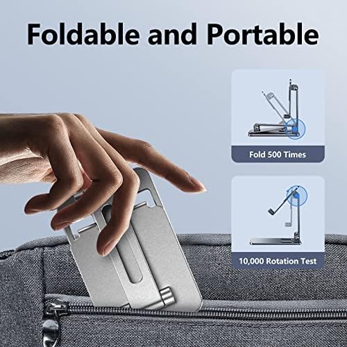 ZEALOTT Çift Katlanır Cep Telefonu Standı, Tablet Standı Tutucu, Ayarlanabilir Yükseklik ve Açı Masası Sağlam Alüminyum