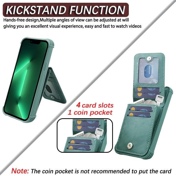 VANAVAGY iPhone 13 Pro Cüzdan Kılıf Kadınlar ve Erkekler için, Deri Manyetik Toka Flip Folio Telefon Kapak Kredi kartı