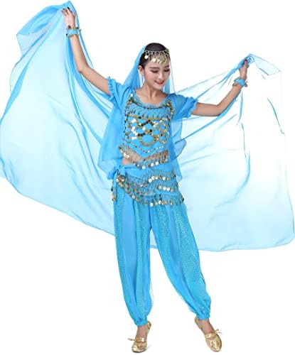 ZLTdream kadın Hint Oryantal Dans Renkli Eşarp Peçe 2.2 * 1.2 M Cadılar Bayramı Övgüler Kostüm Şifon